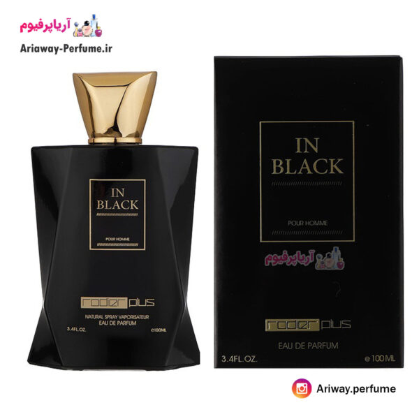 ادکلن (ادو پرفیوم) مردانه رودیر پلاس rodier plus مدل In Black (بوگاتی بلک) حجم 100 میلی لیتر